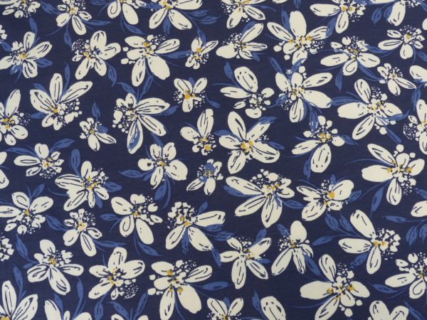 French Terry  Flower   Navy Online-Verkauf