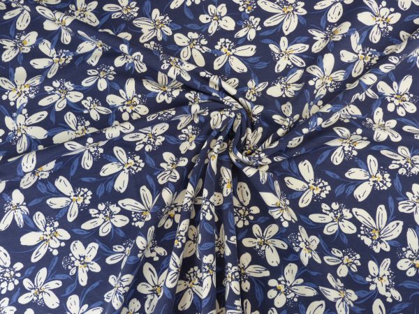 French Terry  Flower   Navy Online-Verkauf – Bild 3