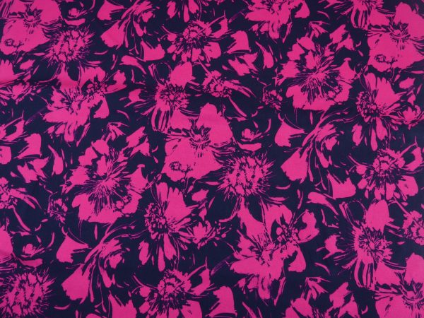 Rosella Stretch   Blumen  Navy Rabatt
