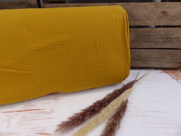 Double Gauze, Musselin, uni- Ocker Zu verkaufen – Bild 2