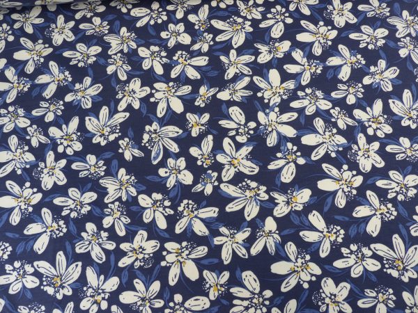 French Terry  Flower   Navy Online-Verkauf – Bild 2