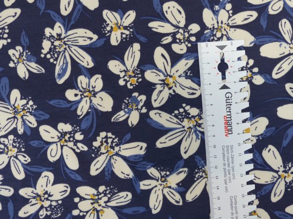 French Terry  Flower   Navy Online-Verkauf – Bild 4